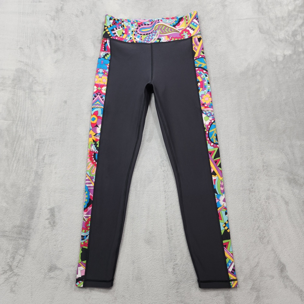 Johnny Was Leggings Womens M Dark Gray Multicolor Paisley Ankle Yoga Gym Stretch